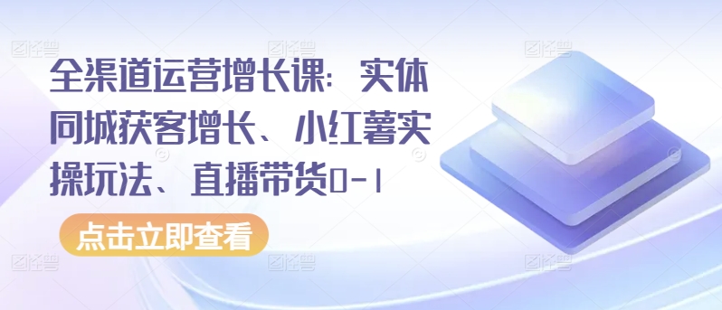 全渠道运营增长课：实体同城获客增长、小红薯实操玩法、直播带货0-1-山河网创
