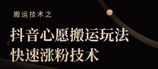 抖音心愿搬运玩法，快速涨粉技术【视频课程】-山河网创