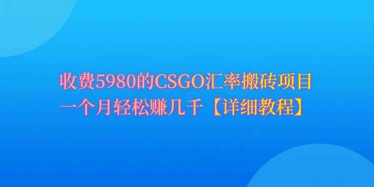 （9776期）CSGO装备搬砖，月综合收益率高达60%，你也可以！-山河网创