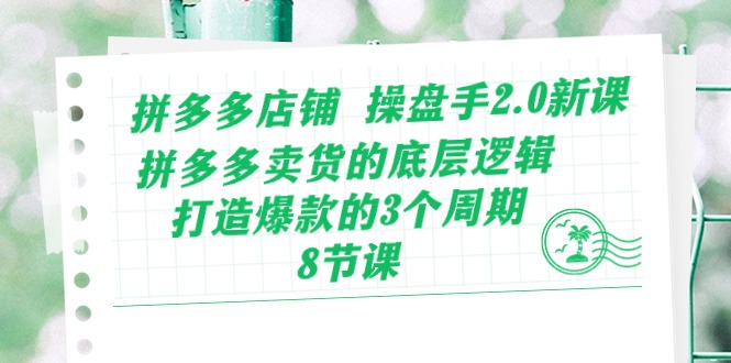 拼多多店铺操盘手2.0新课，拼多多卖货的底层逻辑，打造爆款的3个周期（8节）-山河网创