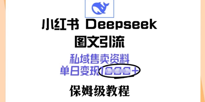 小红书Deepseek图文引流，私域售卖资料，单日变现多张，保姆级教程-山河网创