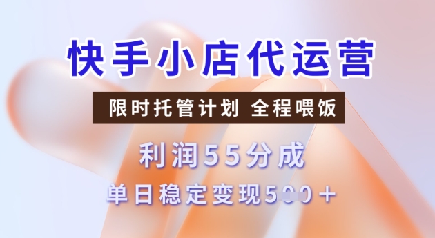 快手小店代运营3.0，模式新升级，收益55分，稳定单日5张【揭秘】-山河网创