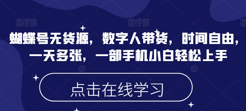 蝴蝶号无货源，数字人带货，时间自由，一天多张，一部手机小白轻松上手-山河网创