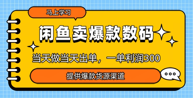 闲鱼卖爆款货源，当天做当天出单，一单利润3张-山河网创