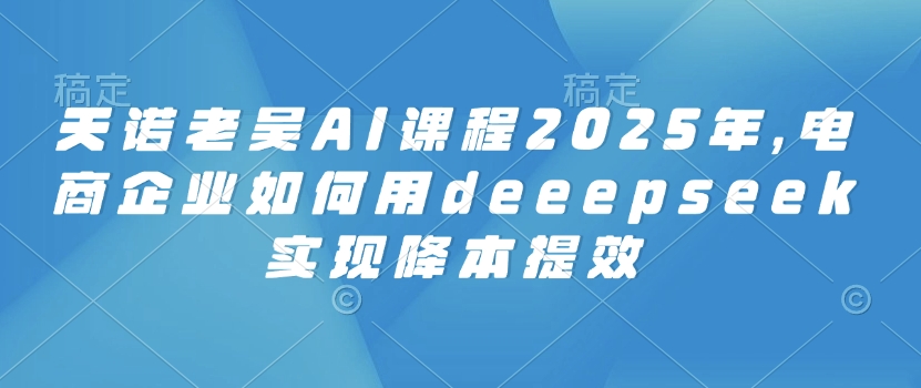 天诺老吴AI课程2025年，电商企业如何用deeepseek实现降本提效-山河网创