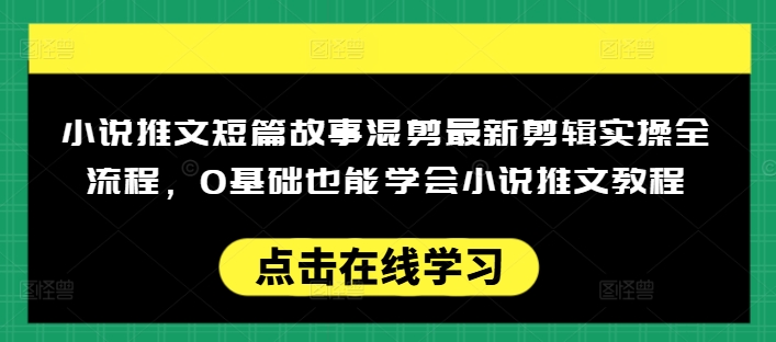 小说推文短篇故事混剪最新剪辑实操全流程，0基础也能学会小说推文教程，肯干多发日入多张-山河网创