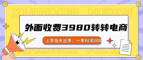 外面收费3980的转转电商玩法，上架当天出单，一单利润3张-山河网创