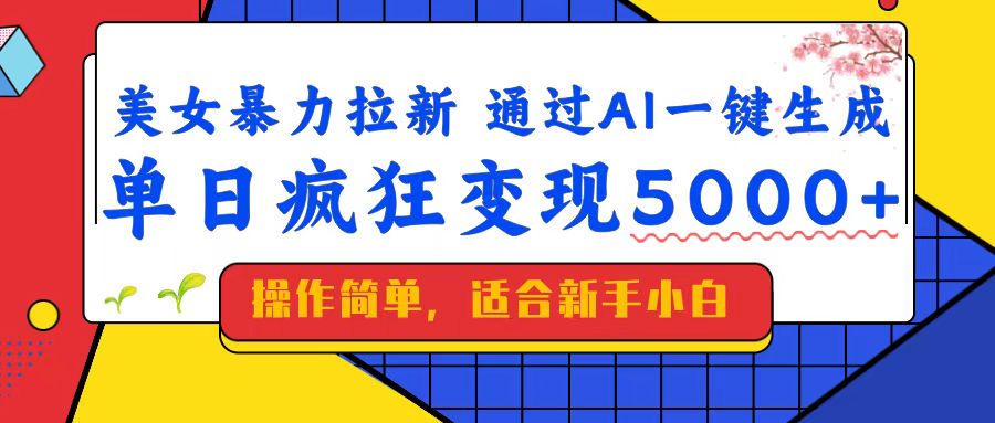 （14347期）美女暴力拉新，通过AI一键生成，单日疯狂变现5000+，纯小白一学就会！-山河网创