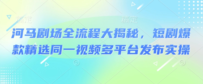 河马剧场全流程大揭秘，短剧爆款精选同一视频多平台发布实操-山河网创