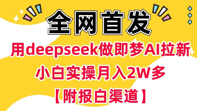 用deepseek做即梦Ai拉新 小白实操月入过W+【附报白渠道】-山河网创