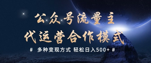 公众号流量主代运营  多种变现方式 轻松日入5张【揭秘】-山河网创