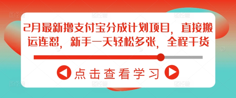 2月最新撸支付宝分成计划项目，直接搬运连怼，新手一天轻松多张，全程干货-山河网创